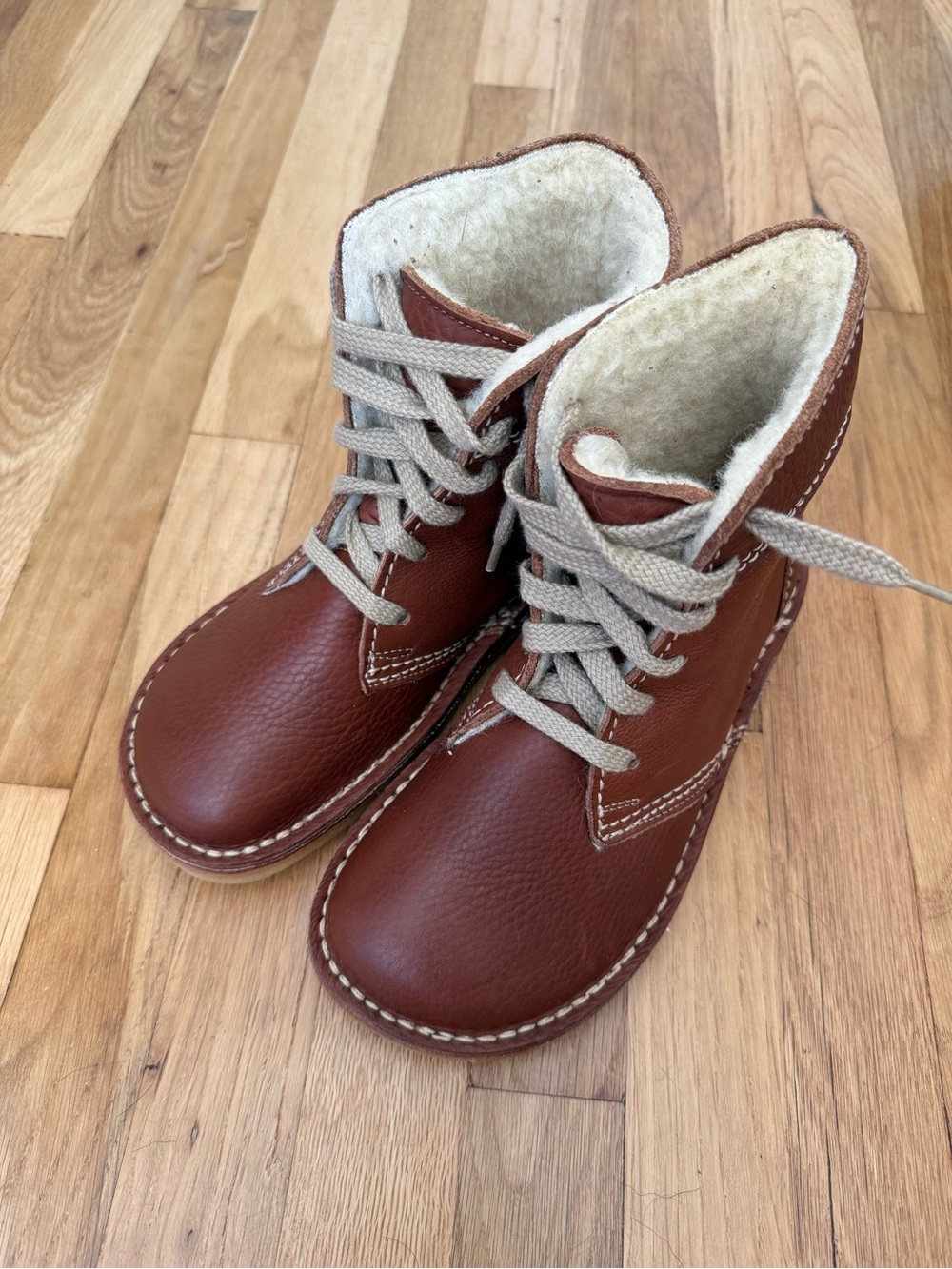 Duckfeet Skanderborg - Brown Soft Leather Lace-Up Boots with Cozy Wool Lining